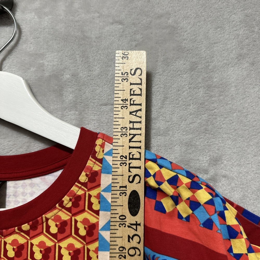 ADIDAS x FARM RIO T-Shirt Dress Size L Red Orange Kaleidoscope Street Wear Boho - Picture 11 of 13